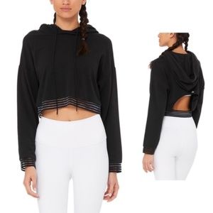 Alo Yoga K-O Illusion-Hem Crop Hooded Sweatshirt